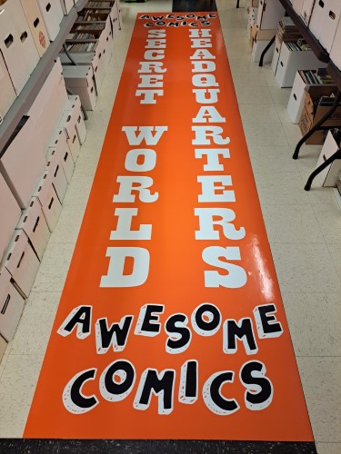 Awesome Comics, Dallas' Premiere Comic Shop with our new Secret Headquarters, 10% off walk-in special on everything in the store, excluding sale items. Subscription subscribers get 20% off all new comics, and 15% off everything else in the store not already on sale.